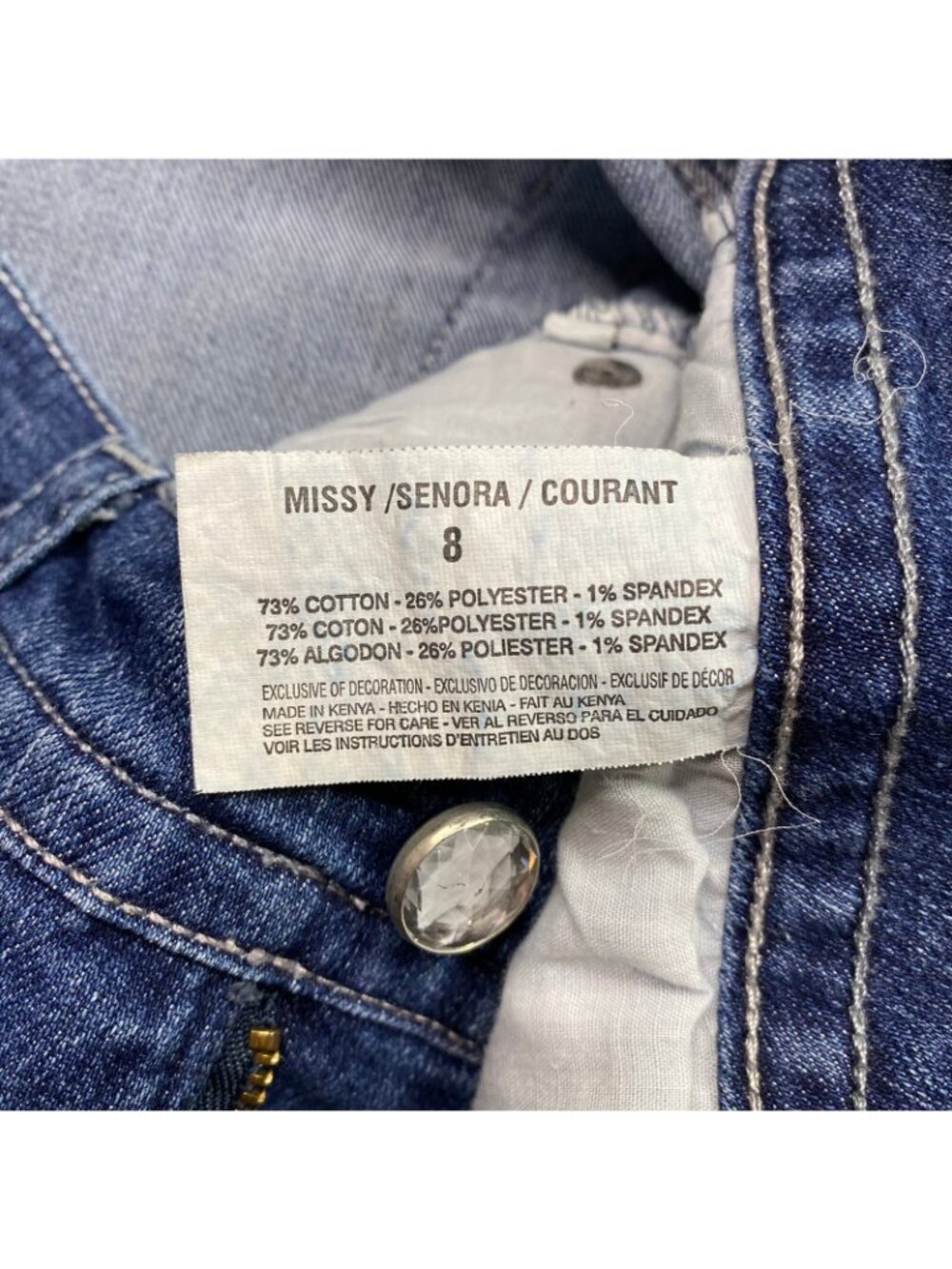 Gloria Vanderbilt Blue Denim Capri Jeans Size 8 With Cuffed Hem & Embroidered Po - Picture 5 of 13